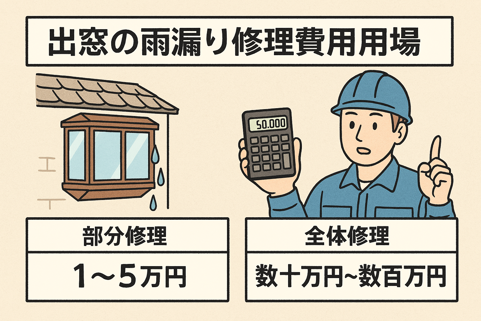 出窓の雨漏り修理費用