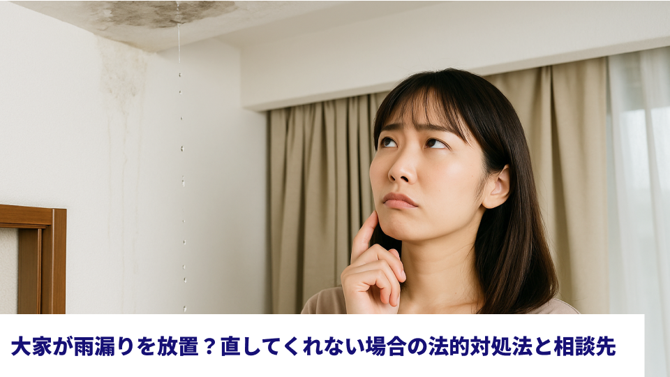 大家が雨漏りを放置？直してくれない場合の法的対処法と相談先