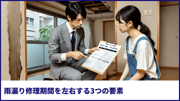 雨漏り修理期間を左右する3つの要素