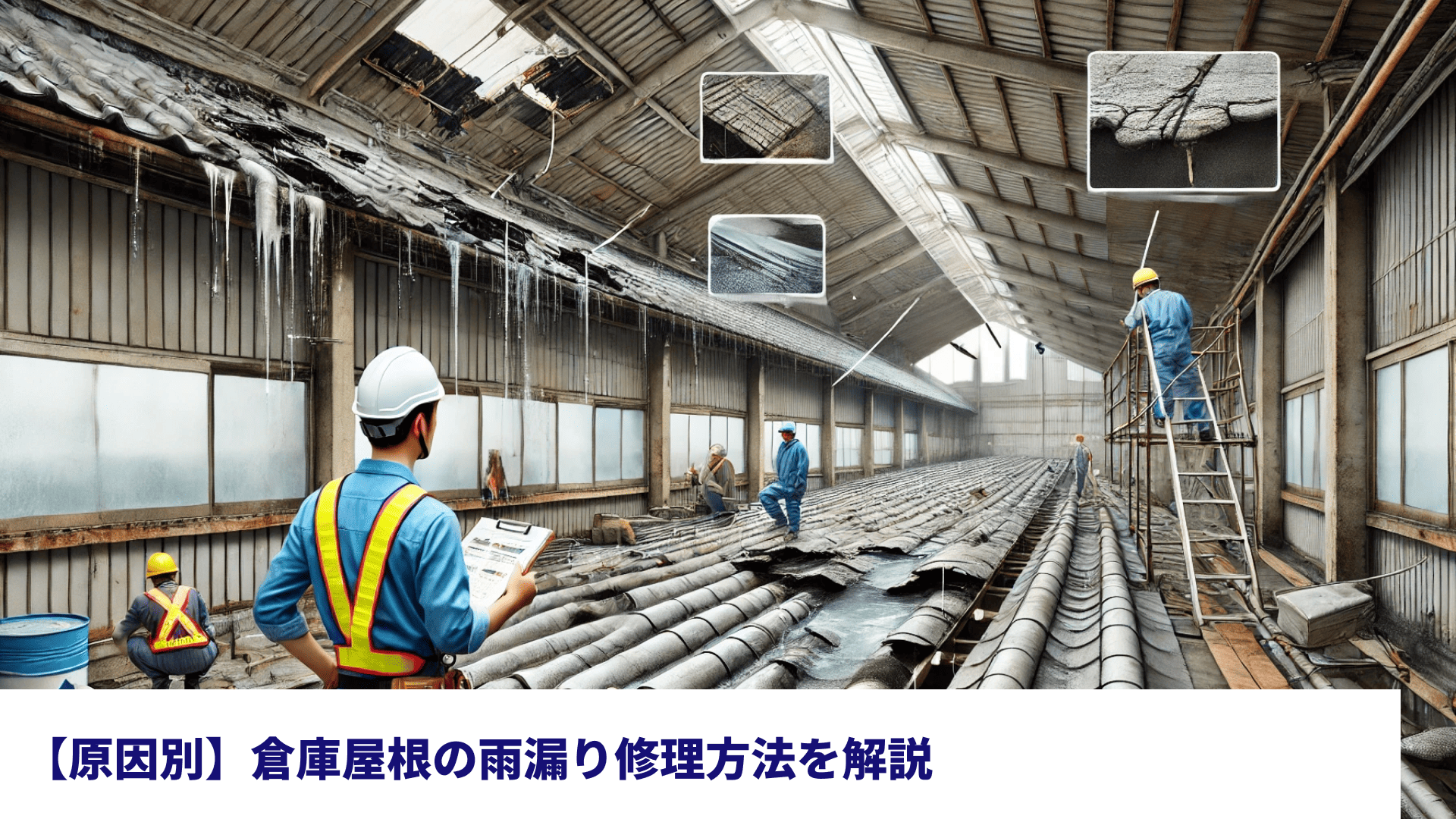 【原因別】倉庫屋根の雨漏り修理方法を解説