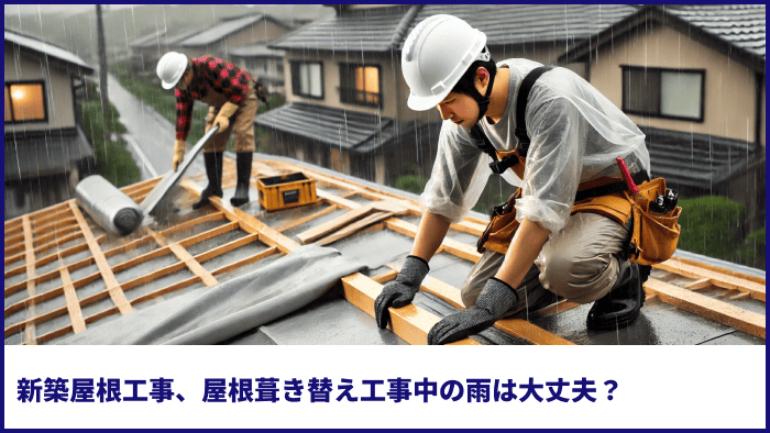 新築屋根工事、屋根葺き替え工事中の雨は大丈夫?