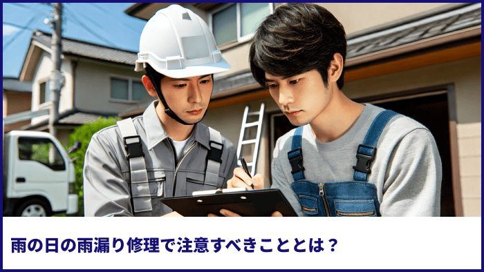 雨の日の雨漏り修理で注意すべきこととは?