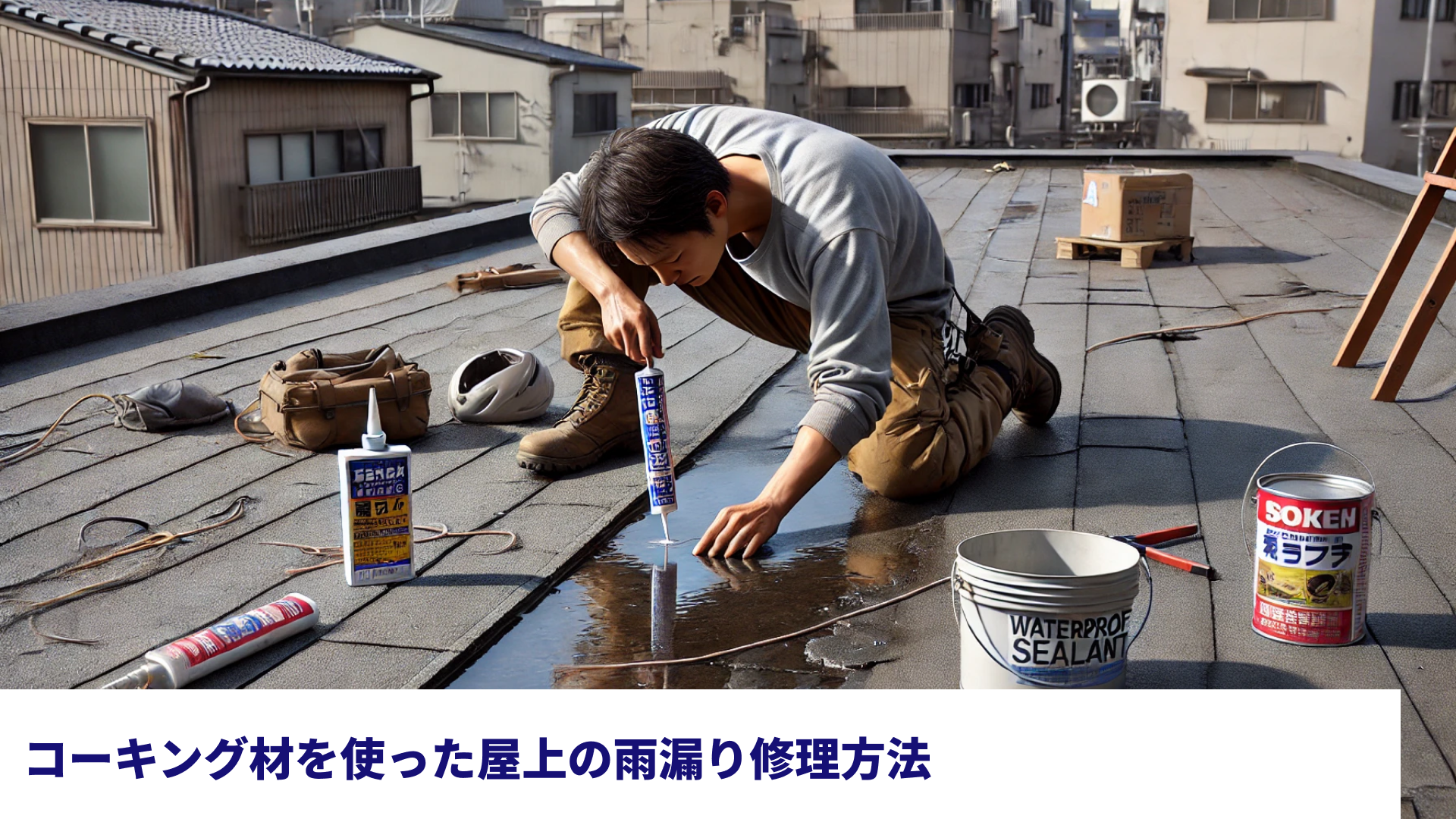 コーキング材を使った屋上の雨漏り修理方法