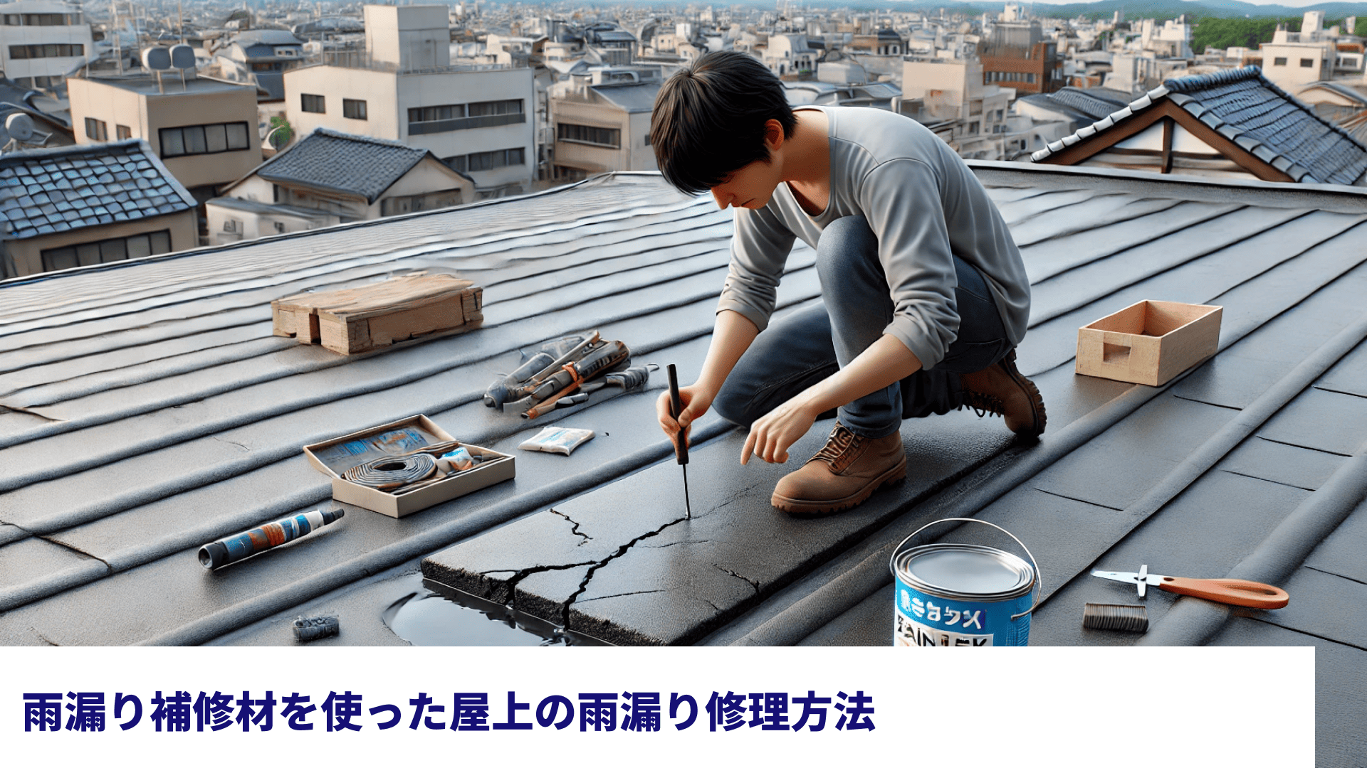 雨漏り補修材を使った屋上の雨漏り修理方法