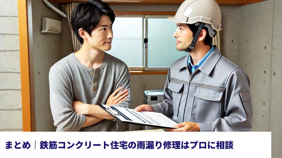まとめ｜鉄筋コンクリート住宅の雨漏り修理はプロに相談