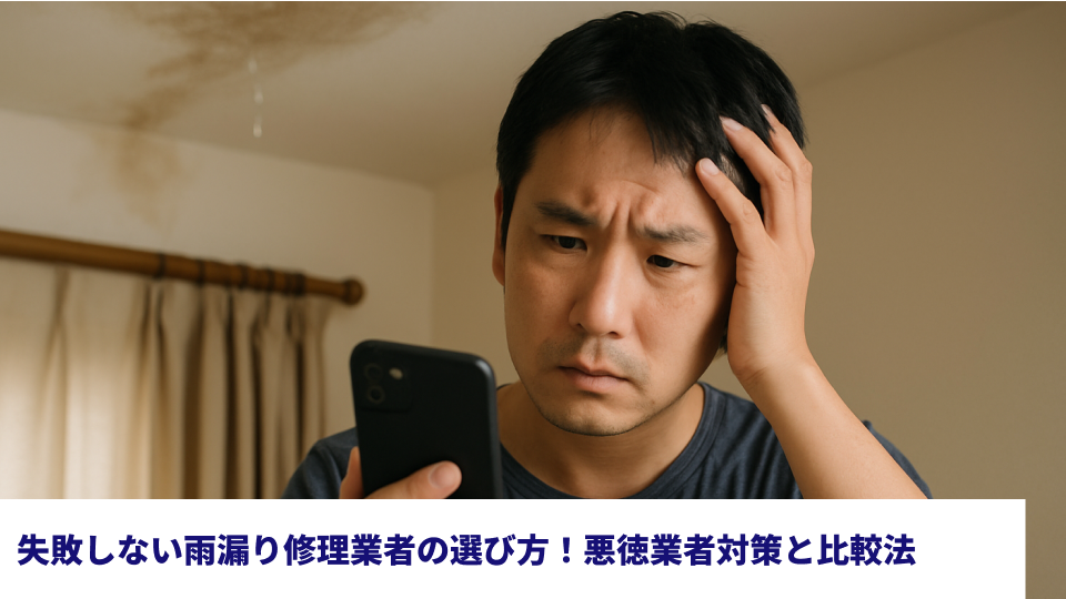 失敗しない雨漏り修理業者の選び方！悪徳業者対策と比較法