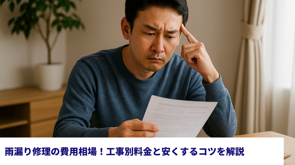 雨漏り修理の費用相場！工事別料金と安くするコツを解説