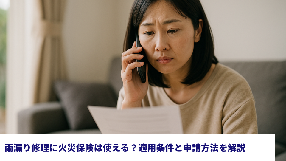 雨漏り修理に火災保険は使える？適用条件と申請方法を解説