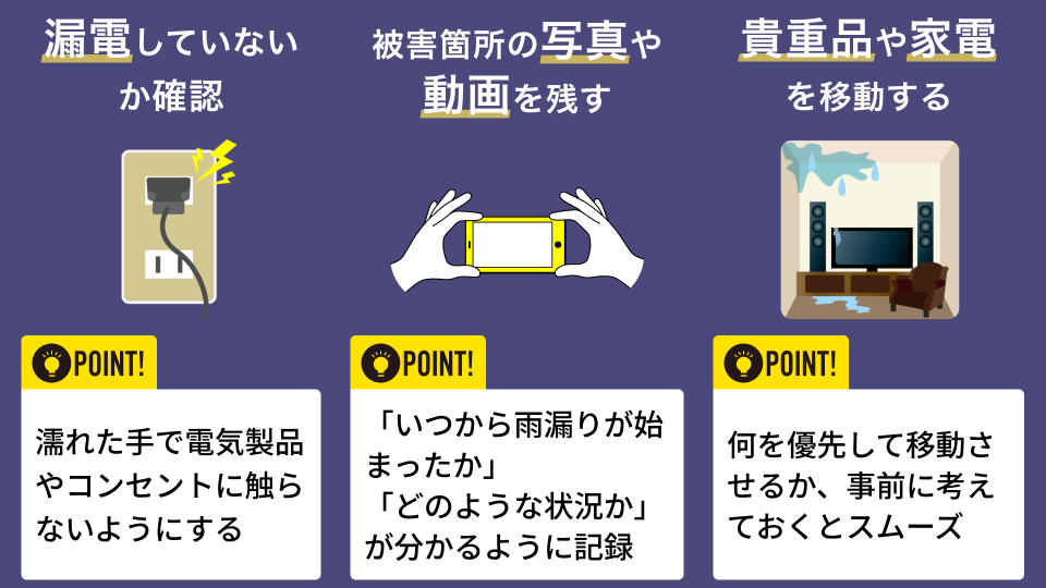 雨漏り発生時の初期対応のポイント