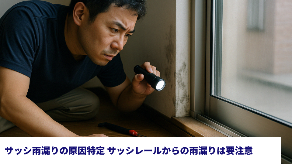 サッシ雨漏りの原因特定 サッシレールからの雨漏りは要注意