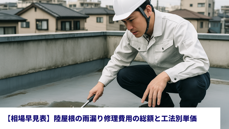 【相場早見表】陸屋根の雨漏り修理費用の総額と工法別単価
