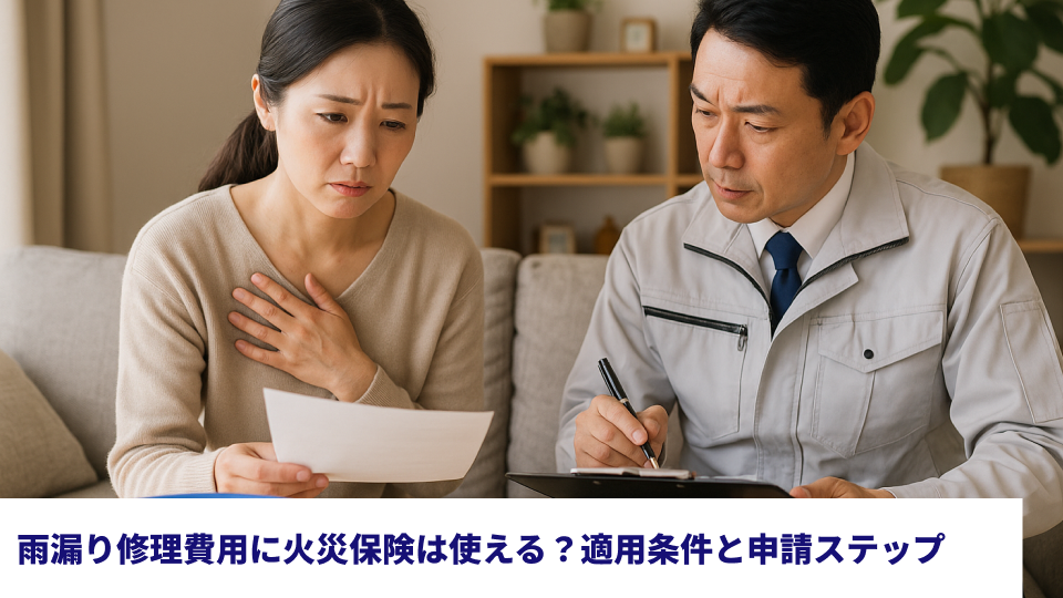 雨漏り修理費用に火災保険は使える？適用条件と申請ステップ