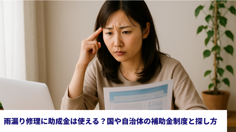 雨漏り修理に助成金は使える？国や自治体の補助金制度と探し方