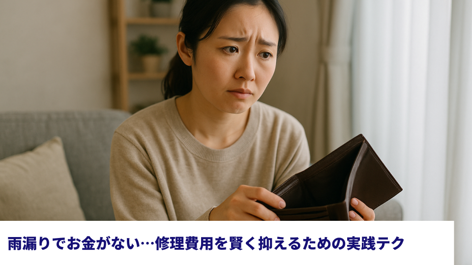 雨漏りでお金がない…修理費用を賢く抑えるための実践テク