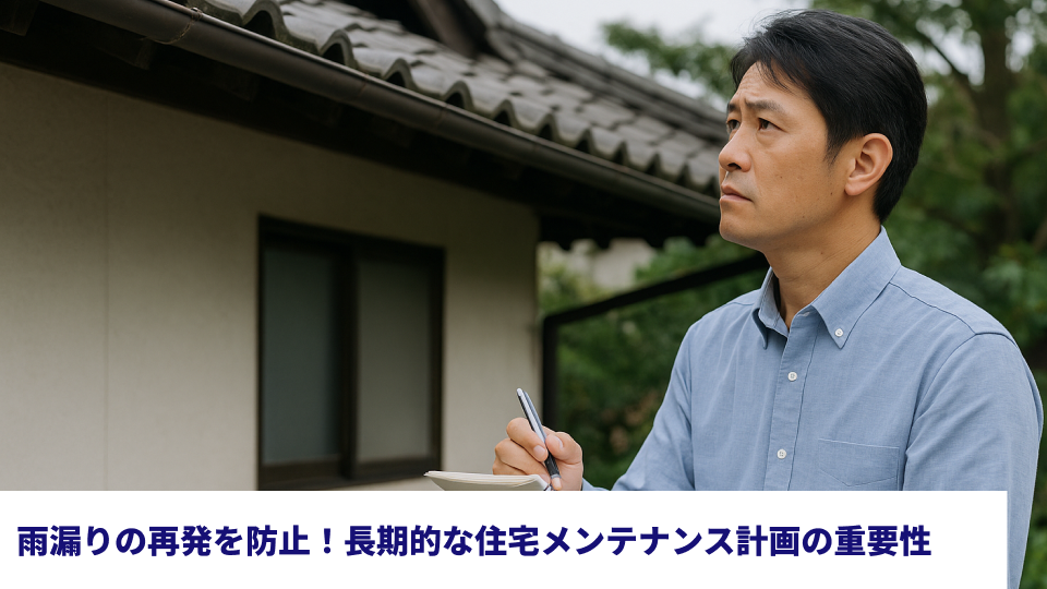 雨漏りの再発を防止！長期的な住宅メンテナンス計画の重要性