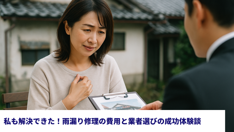 私も解決できた！雨漏り修理の費用と業者選びの成功体験談