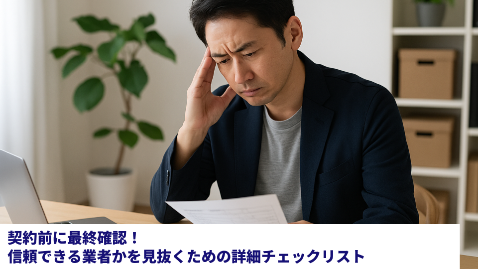 契約前に最終確認！信頼できる業者かを見抜くための詳細チェックリスト