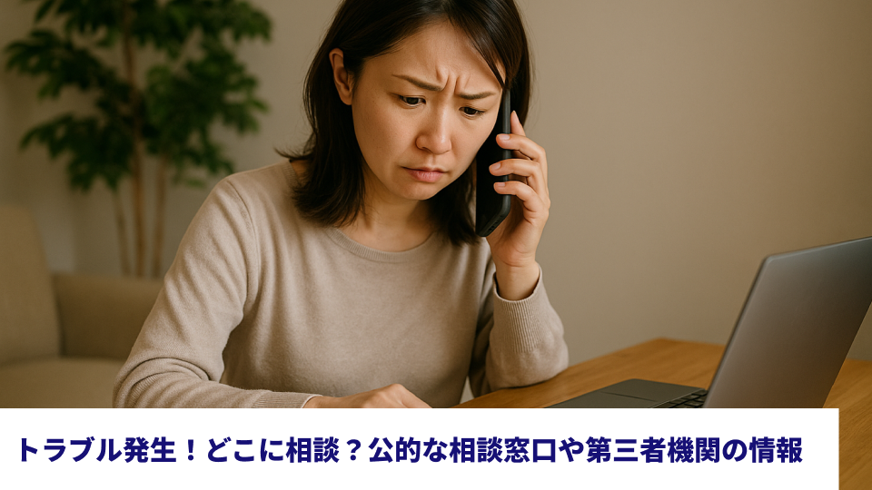 トラブル発生！どこに相談？公的な相談窓口や第三者機関の情報