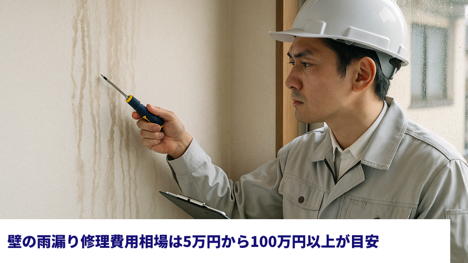 壁の雨漏り修理費用相場は5万円から100万円以上が目安