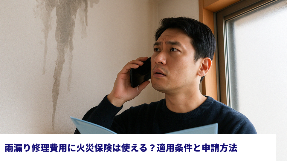 雨漏り修理費用に火災保険は使える？適用条件と申請方法