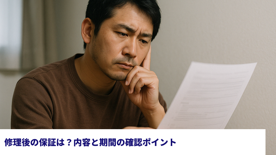 修理後の保証は？内容と期間の確認ポイント