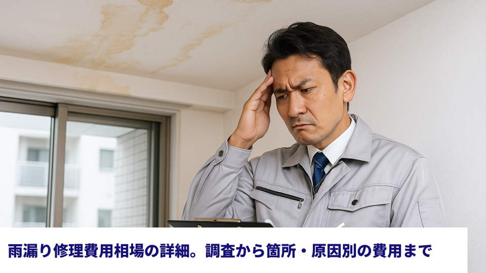 雨漏り修理費用相場の詳細。調査から箇所・原因別の費用まで