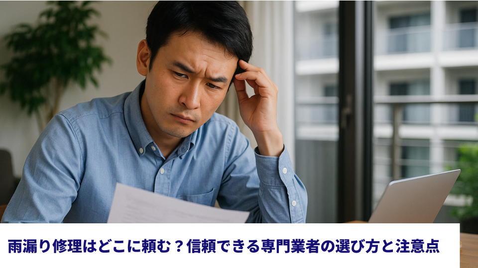 雨漏り修理はどこに頼む？信頼できる専門業者の選び方と注意点