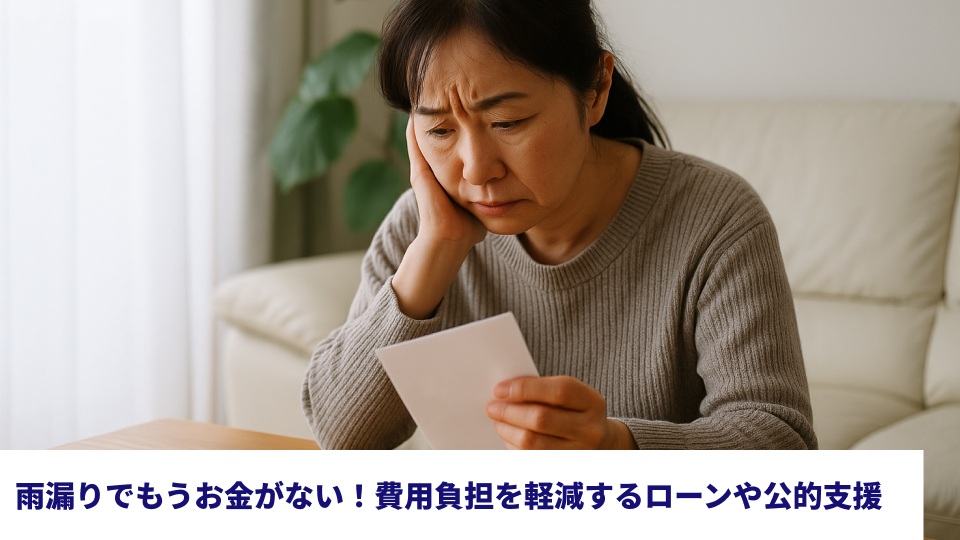 雨漏りでもうお金がない！費用負担を軽減するローンや公的支援