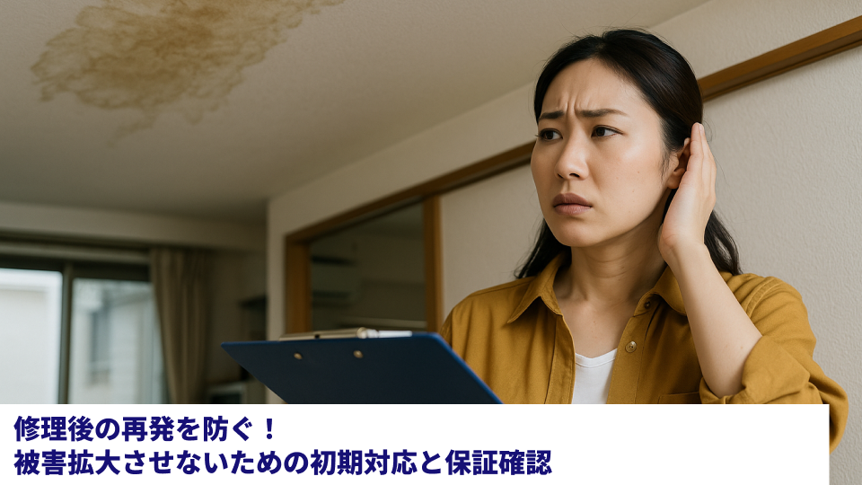 修理後の再発を防ぐ！被害拡大させないための初期対応と保証確認