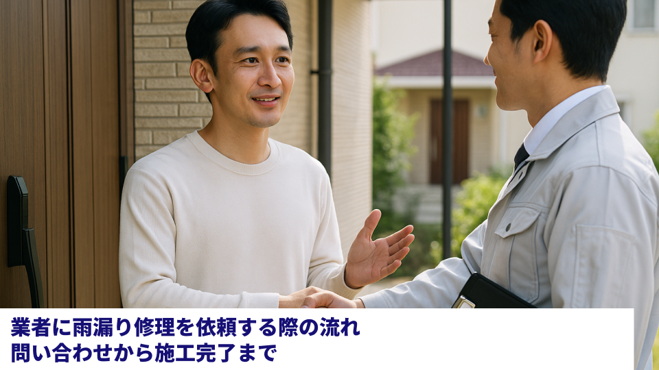 業者に雨漏り修理を依頼する際の流れ 問い合わせから施工完了まで 業者に雨漏り修理を依頼する際の流れ 問い合わせから施工完了まで